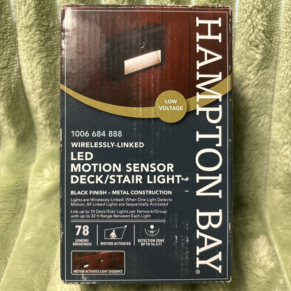 (2pk) Hampton Bay LED Motion Sensor Deck & Stair Light Low Volt Black Finish 12V